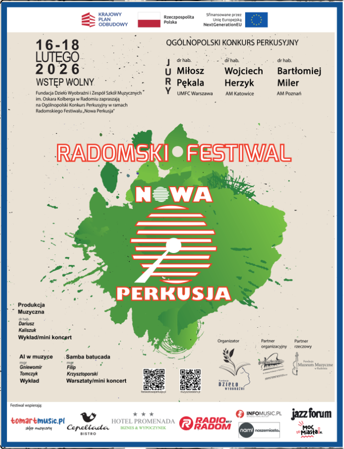 Plakat ogłaszający radomski festiwal "Nowa Perkusja"